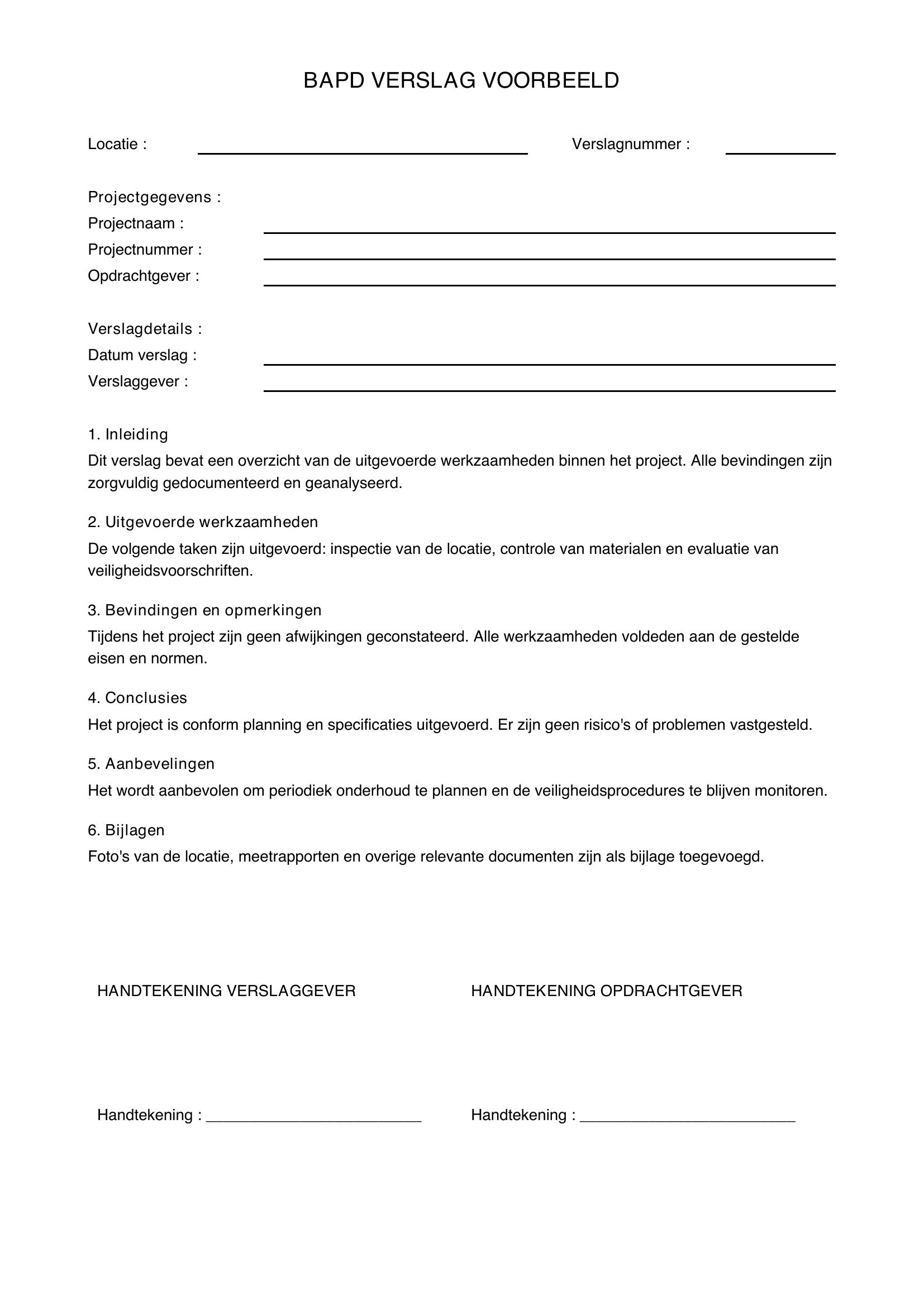 Bapd Verslag Voorbeeld