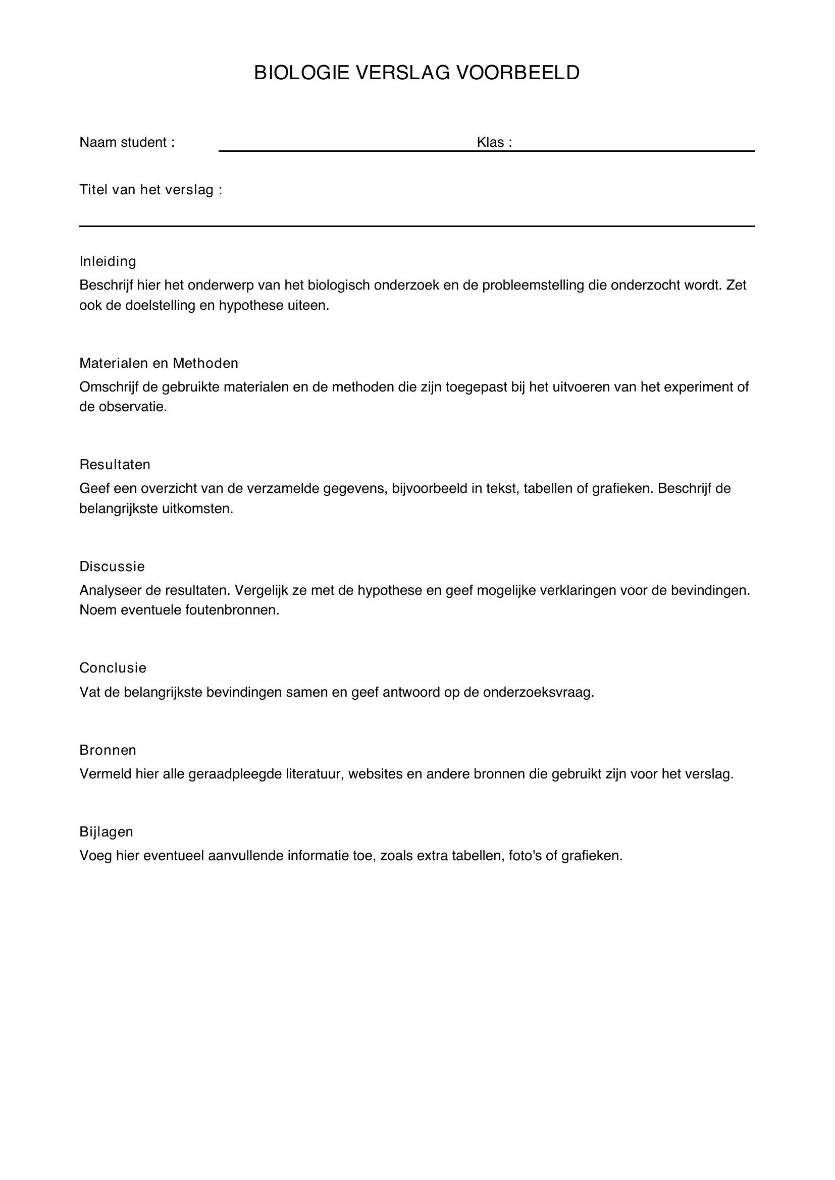Biologie Verslag Voorbeeld