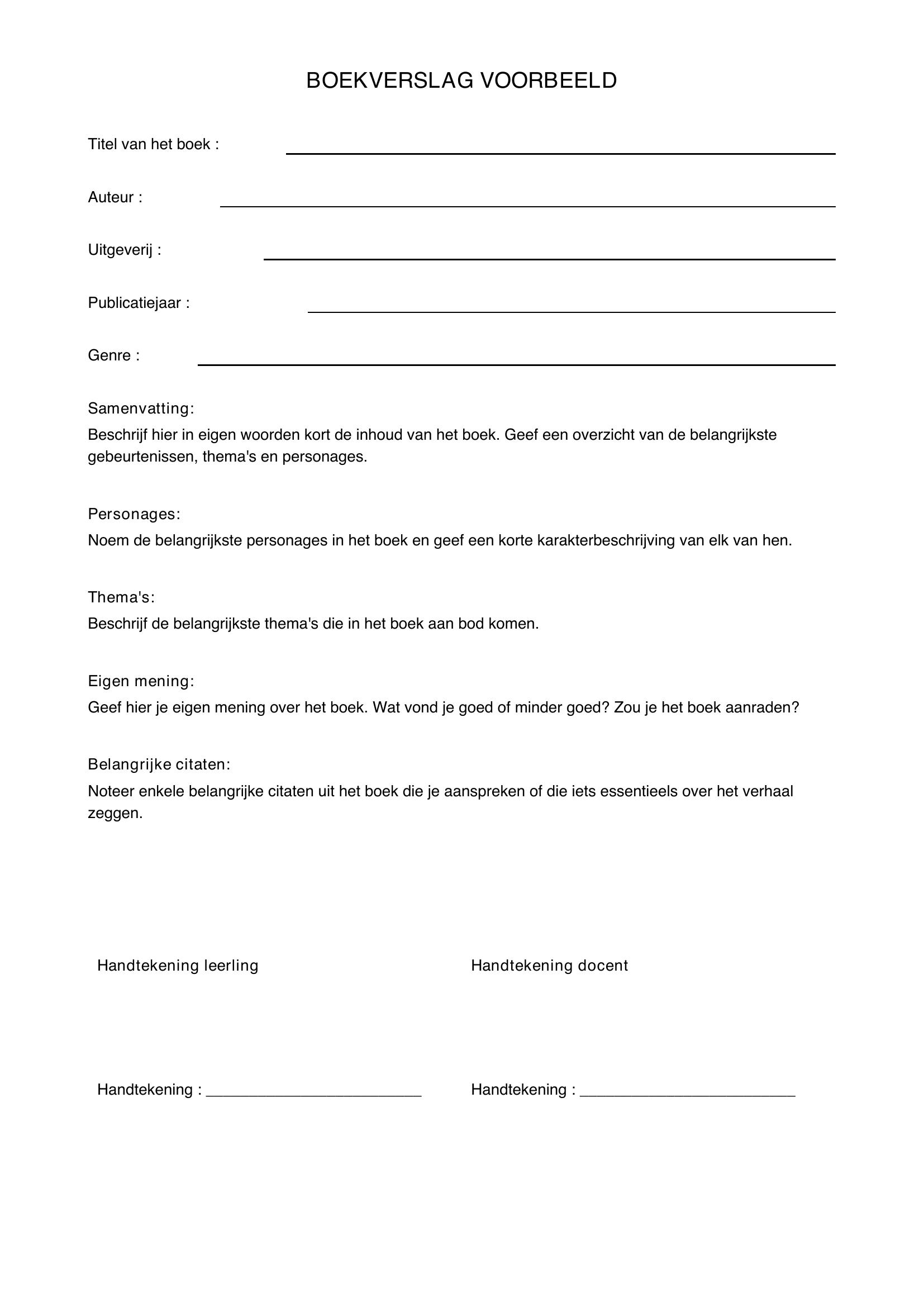 Boekverslag Voorbeeld