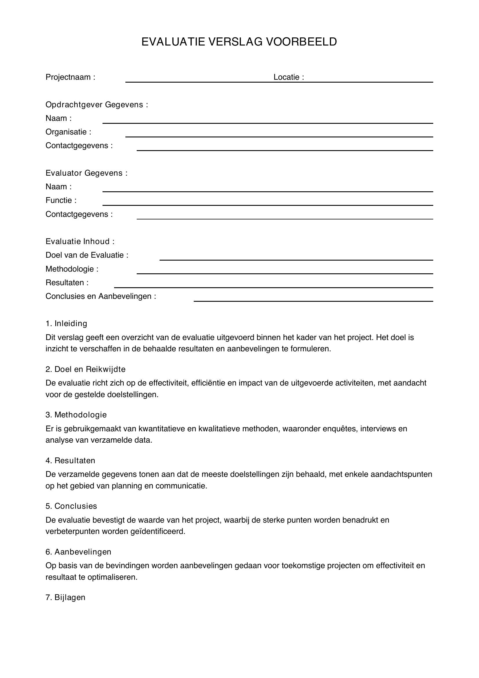 Evaluatie Verslag Voorbeeld