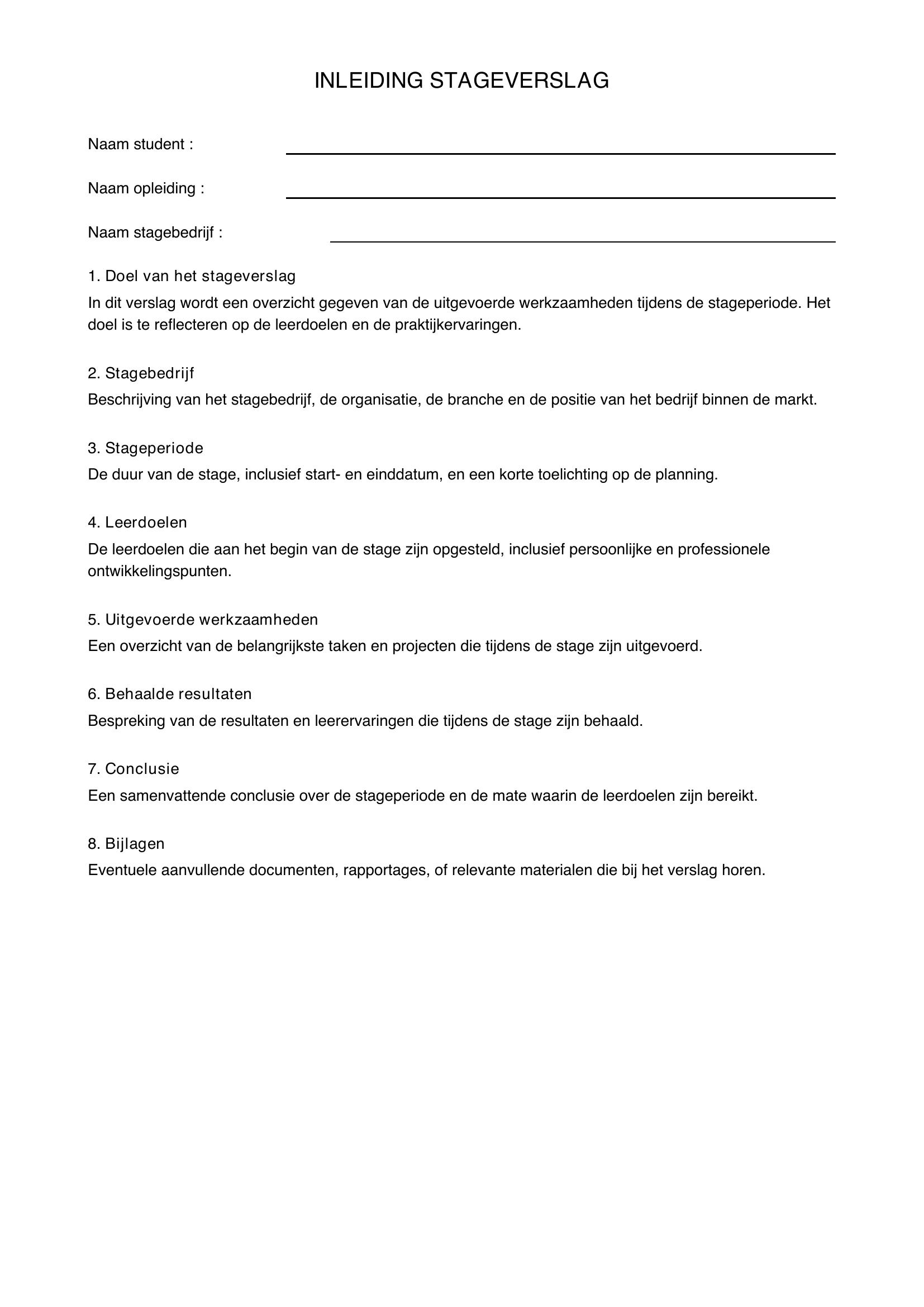 Inleiding Stageverslag