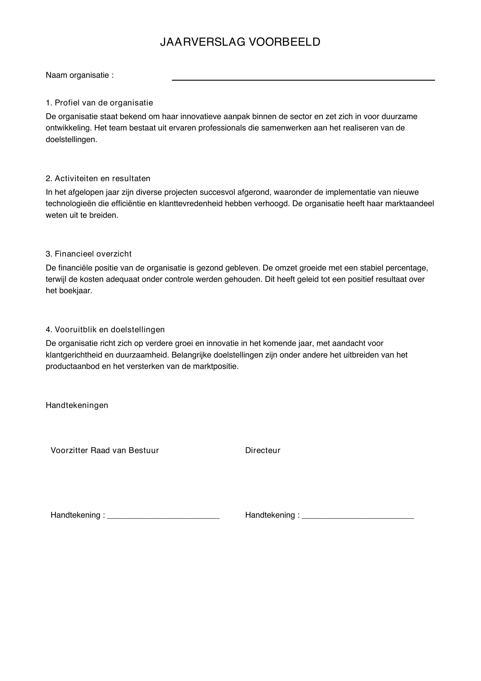 Jaarverslag Voorbeeld