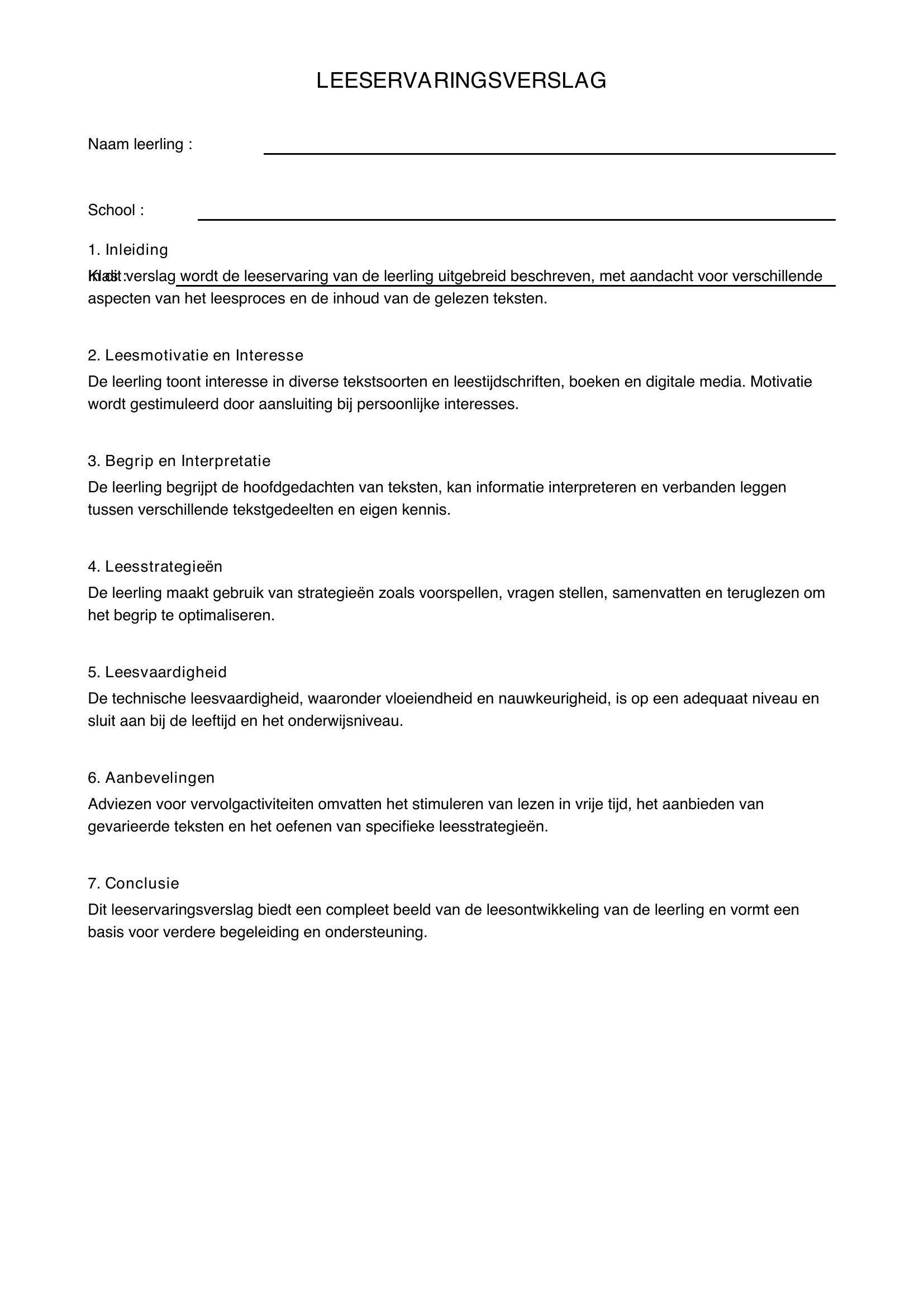 Leeservaringsverslag