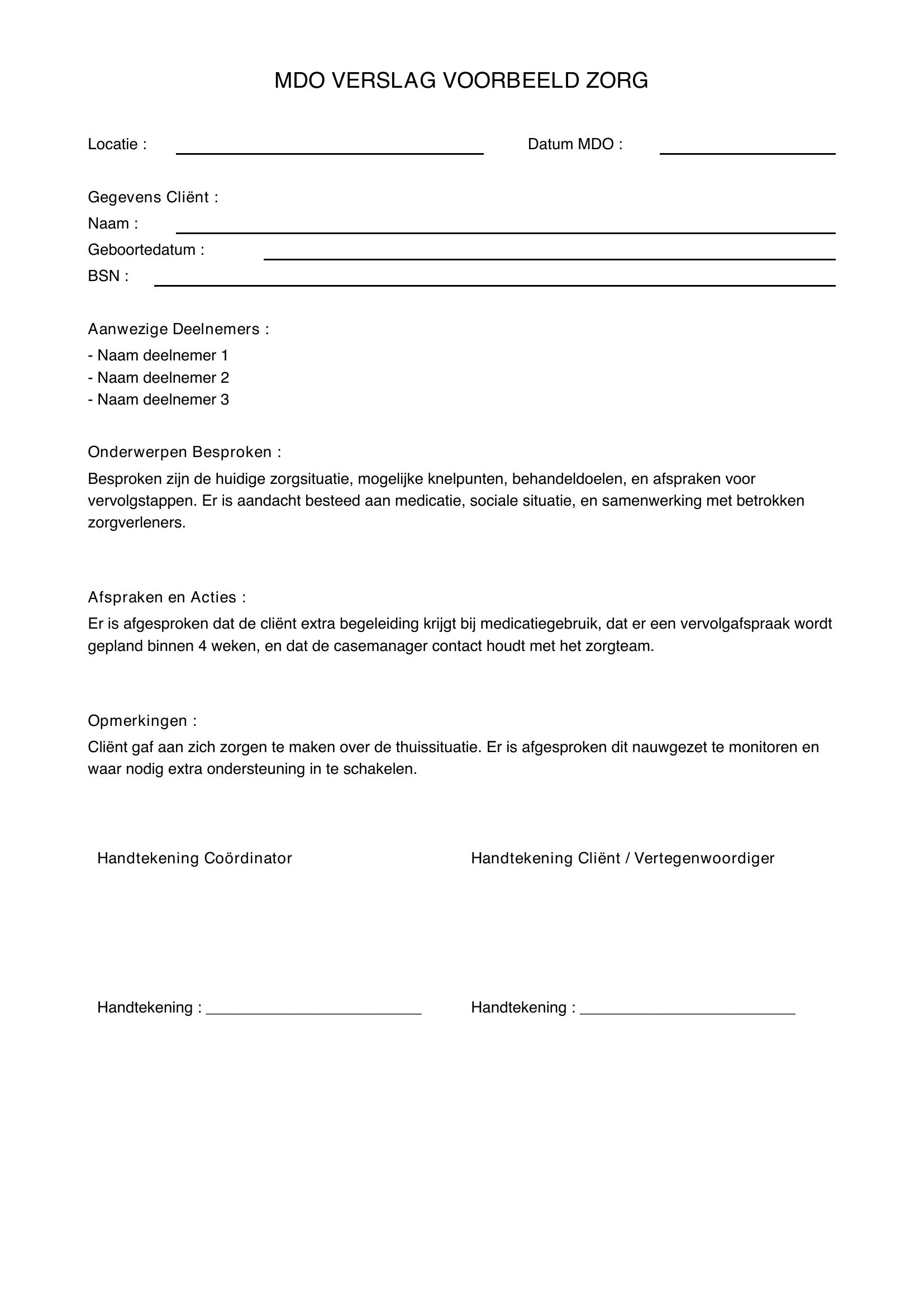 Mdo Verslag Voorbeeld Zorg