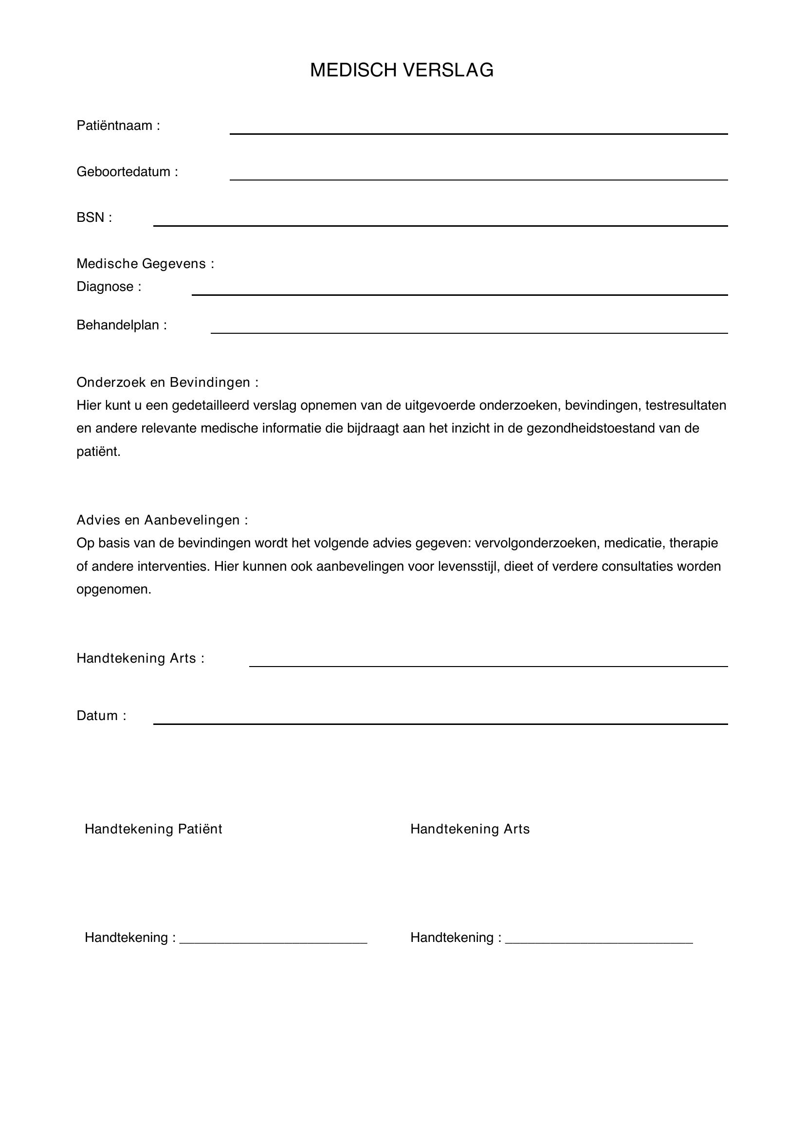 Medisch Verslag Voorbeeld