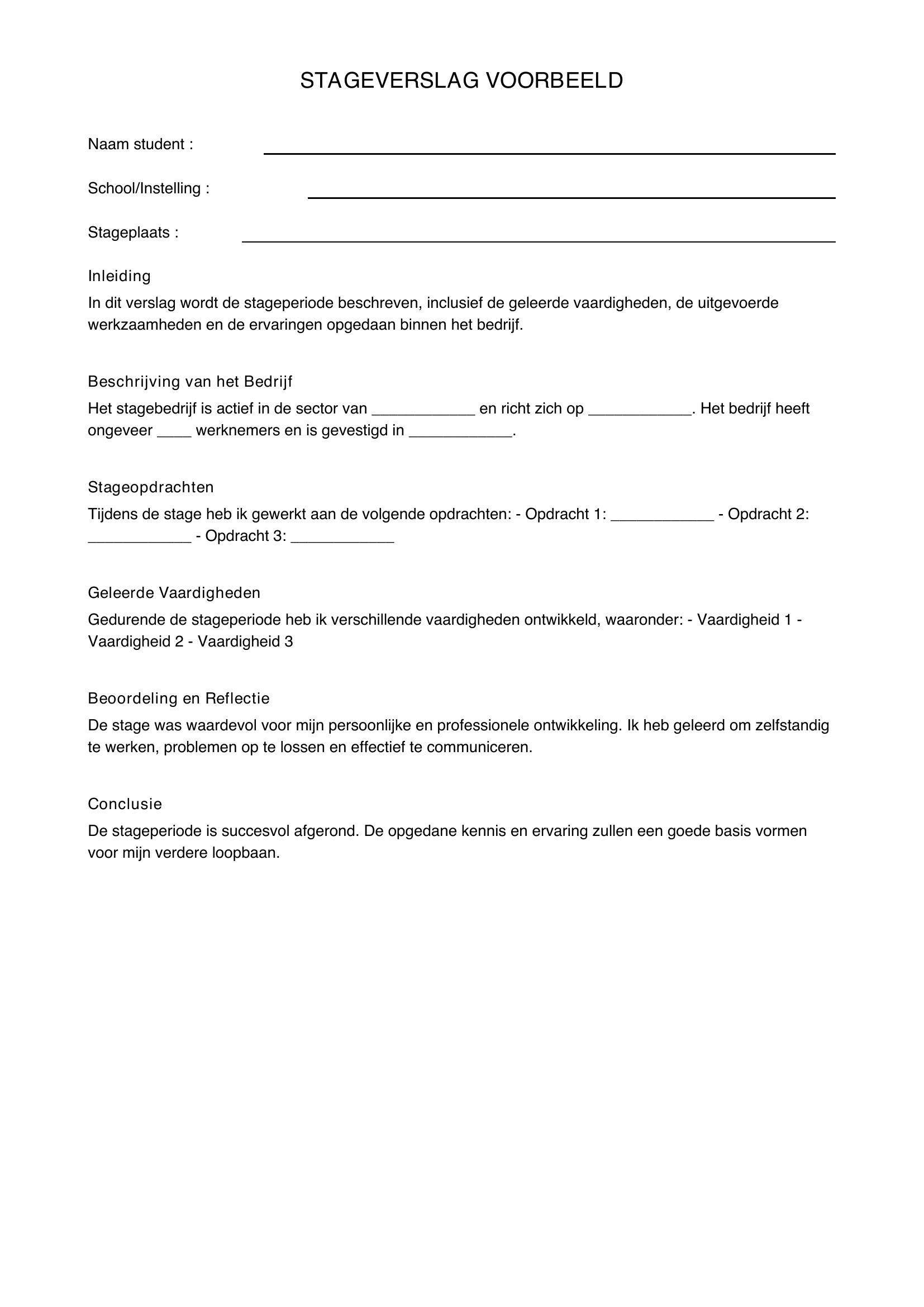 Stageverslag Voorbeeld