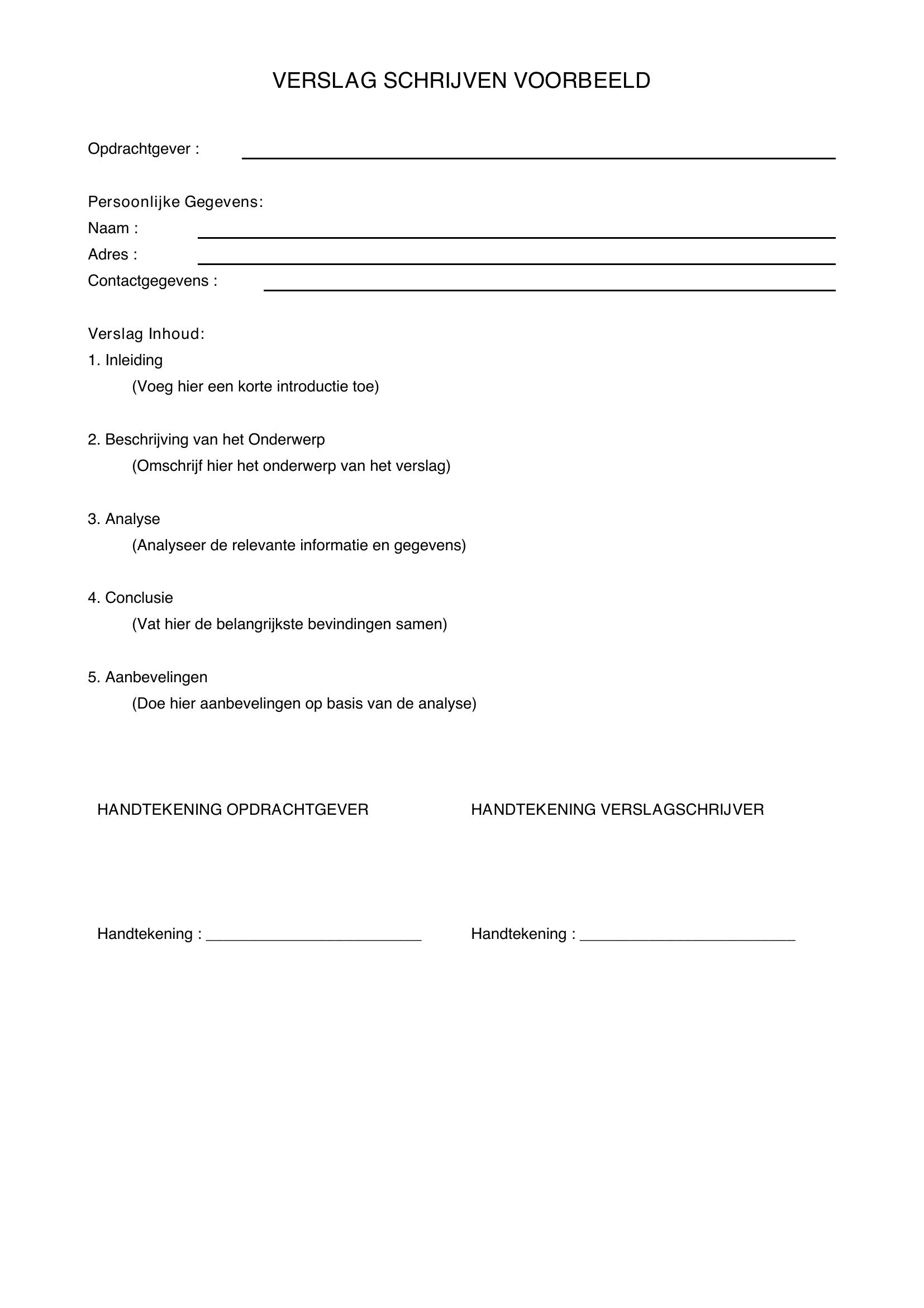 Verslag Schrijven Voorbeeld