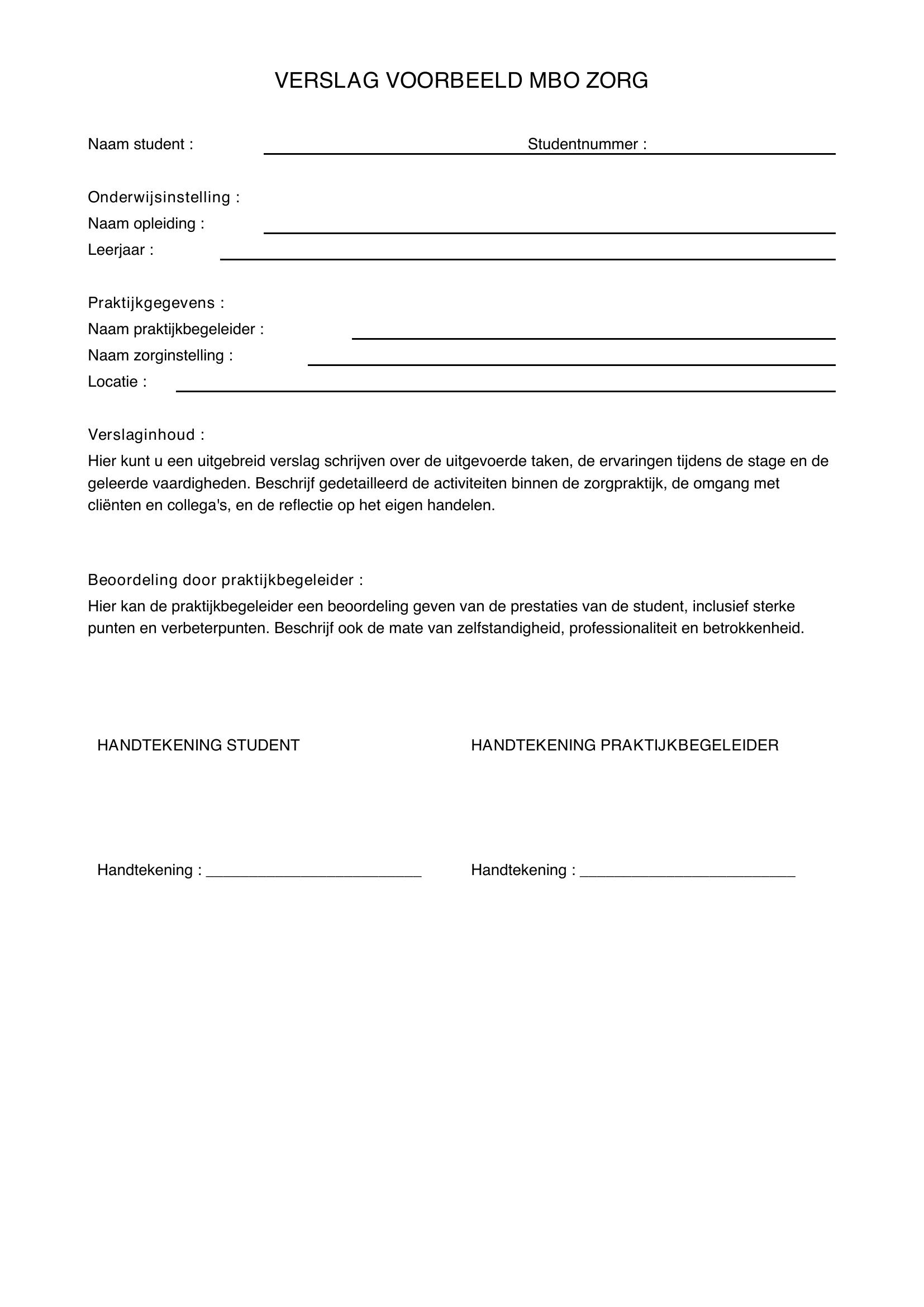 Verslag Voorbeeld Mbo Zorg