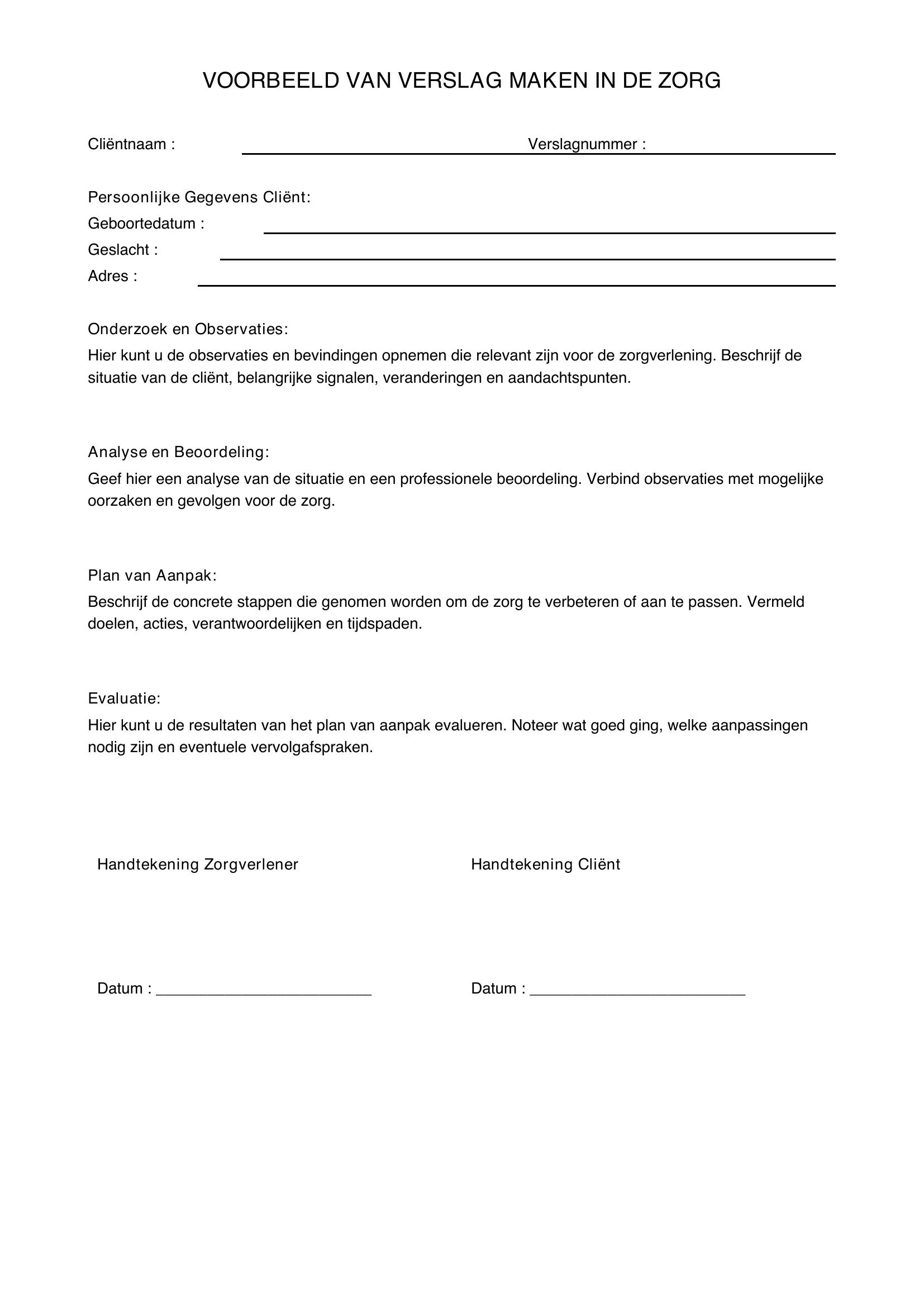 Voorbeeld Van Verslag Maken In De Zorg